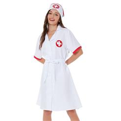 3pcs Sexy Nurse Uniform Belted Gown Adult Cosplay Mini Dress Sex Robe Lingerie Costume N21818