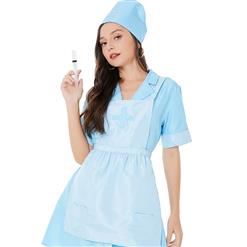 4pcs Sexy Nurse Uniform Cosplay Mini Dress Lingerie Adult Masquerade Costume with Apron N21819