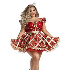 3pcs Sexy Miss American Pie Mini Dress Strawberry Print Ruffle Lolita Cosplay Party Costume N21831