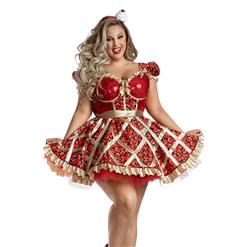 3pcs Sexy Miss American Pie Mini Dress Strawberry Print Ruffle Lolita Cosplay Party Costume N21831