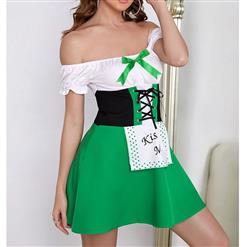 Sexy Off-shoulder Bavarian Beer Girl Mini Dress Role Play Adult Oktoberfest Costume N21878