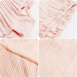 Fashion Pink Chiffon Off-shoulder Short Sleeve High Waist Cocktail Party Layered Dress N21901