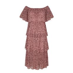 Fashion Polka Dots Chiffon Off-shoulder Short Sleeve High Waist Cocktail Summer Layered Dress N21903