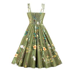 Vintage Floral Print Sweetheart Bodice Strappy High Waist Summer Tea Party Swing Dress N22203