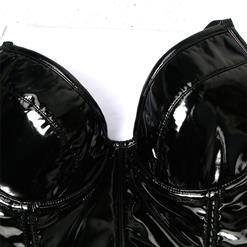 Sexy Punk Black Straps Bustier Zipper Clubwear Crop Top N22289