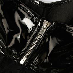 Sexy Punk Black Straps Bustier Zipper Clubwear Crop Top N22289