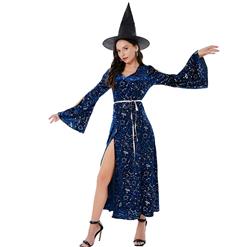 Sultry Long Blue Split Sorceress Costume N22301