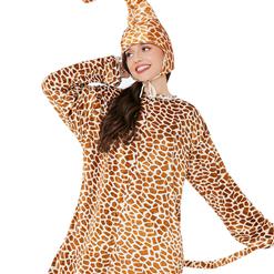 3pcs Unisex Funny Giraffe Animal Bodysuit Pajama Adult Cosplay Halloween Costume N22304