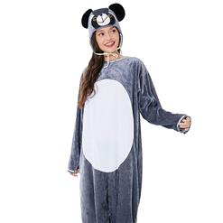 Unisex Funny Bear Furry Animal Circus Bodysuit Cosplay Pajamas Halloween Costume N22353