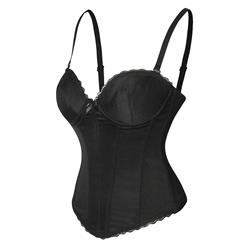 Sexy Black Spaghetti Straps Lace Plastic Boned Tube Top Corset N22366