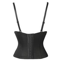 Sexy Black Spaghetti Straps Lace Plastic Boned Tube Top Corset N22366