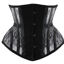 Steel Bone Waist Training Corset, Short Torso Corset, Waist Cincher Corset Body Shaper Girdle, Waist Cincher Corset, Steel Boned Corset, Black Underbust Corset, Lace Underbust Corset, Underbust Body Shaper, #N22515