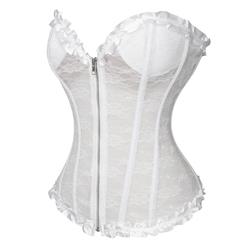 Sexy Fashion Zipper White See-through Strapless Plastic Bones Corset N22637