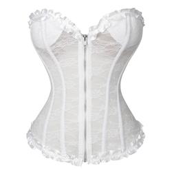 Sexy Fashion Zipper White See-through Strapless Plastic Bones Corset N22637