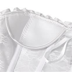 Sexy Fashion Zipper White See-through Strapless Plastic Bones Corset N22637