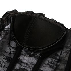 Sexy Fashion Zipper Black See-through Strapless Plastic Bones Corset N22638