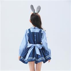 Lovely Long Sleeve Turndown Collar Dress Judy Hopps Police Cosplay Children Costume N22830