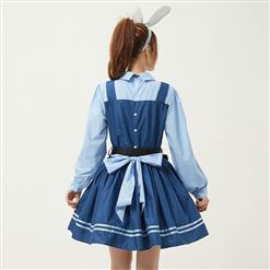 Lovely Long Sleeve Turndown Collar Dress Judy Hopps Police Cosplay Adult Costume N22831