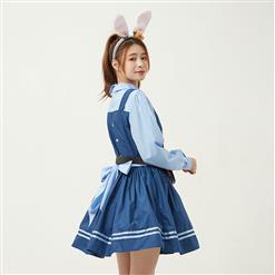 Lovely Long Sleeve Turndown Collar Dress Judy Hopps Police Cosplay Adult Costume N22831