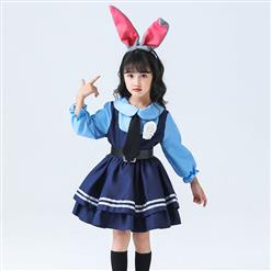 Lovely Girl Long Sleeve Dress Judy Hopps Police Children Cosplay Costume N22901