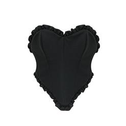 Sexy Black Underbust Corset, Sexy Black Overlay Underbust Corset, Lace-up Cprset, Gothic Corset, Retro Sexy Black Backless Strapless 5 Plastic Bones Lace-up Underbust Corset,#N22912