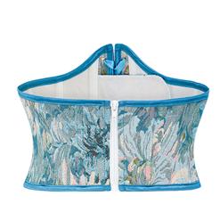 Vintage Blue Chrysanthemum 12 Plastic Boned Underbust Corset Closure Waist Cincher N23064