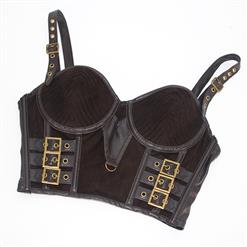 Sexy Brown Deer Velvet B Cup Spaghetti Straps Bustier Bra Clubwear Crop Top N23363