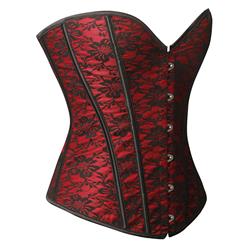 Stylish Red Printed Bra Closure Plastic Bone Shapewear Upper Bust Corset N23512