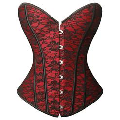 Stylish Red Printed Bra Closure Plastic Bone Shapewear Upper Bust Corset N23512