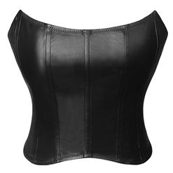 Women's PU Leather Bandeau Adjustable Straps Corset Cropped Top N23513