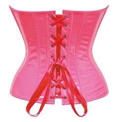 Overbust Waist Trainer Pink Corset Steel Boned Womens PVC Corset Heavy Duty Waist Training Corset N23614