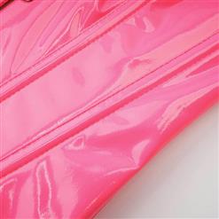 Overbust Waist Trainer Pink Corset Steel Boned Womens PVC Corset Heavy Duty Waist Training Corset N23614