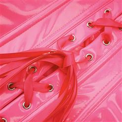 Overbust Waist Trainer Pink Corset Steel Boned Womens PVC Corset Heavy Duty Waist Training Corset N23614
