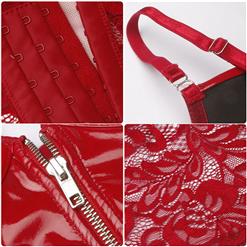 Sexy Punk Faux Leather Spaghetti Straps Bustier Zipper Clubwear Crop Top N23687