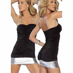 Sexy Black Stretchy Ruffle Figure Hugging Clubwear Bodycon Mini Dress N2369