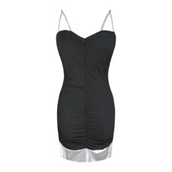 Sexy Black Stretchy Ruffle Figure Hugging Clubwear Bodycon Mini Dress N2369