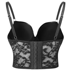Sexy Punk Faux Leather Spaghetti Straps Bustier Clubwear Crop Top N23748