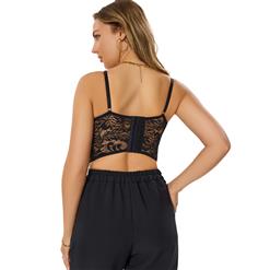 Sexy Punk Faux Leather Spaghetti Straps Bustier Clubwear Crop Top N23748