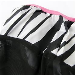 Sexy Black Sheer Stretchy Mesh Bandeau Zebra Print Babydoll Lingerie N2378