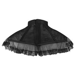 Vintage Gothic Lace Peter Pan Collar - Black High-Neck Victorian Choker for Halloween & Cosplay N23790