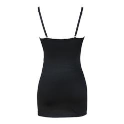 Sexy Black and Purple Ruffle Patchwork Floral Lace Spaghetti Straps Mini Dress Chemise N2647
