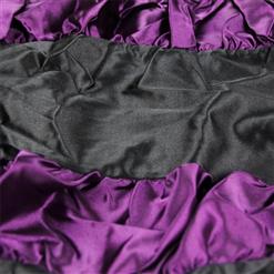 Sexy Black and Purple Ruffle Patchwork Floral Lace Spaghetti Straps Mini Dress Chemise N2647