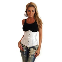 Floral Brocade Corset, White Underbust Corset, Floral Brocade Underbust Corset, #N2874