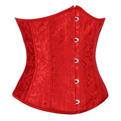 Red Floral Brocade Corset N2876