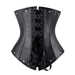 Faux Leather Buckles Underbust Corset N2968