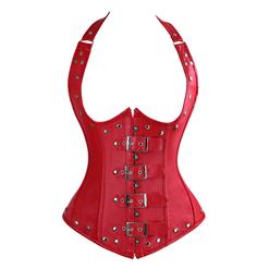 Faux Leather Buckles Underbust Corset N2980