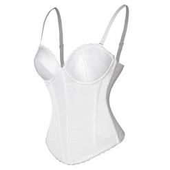 Sexy White Spaghetti Straps Lace Plastic Boned Tube Top Corset N3053