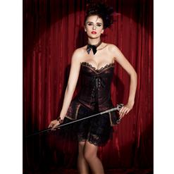 Sexy Burlesque Brocade Floral Lace Corset and Skirt Set N4105