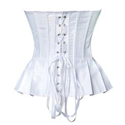 Sexy White Strapless Pleated Skirted Burlesque Overbust Corset N4240