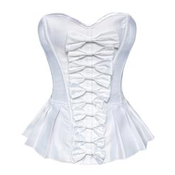 Sexy White Strapless Pleated Skirted Burlesque Overbust Corset N4240